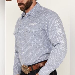 New WRANGLER GEO Print Logo Western Men’s Button Down Shirt Various  Sz XLT/2XT